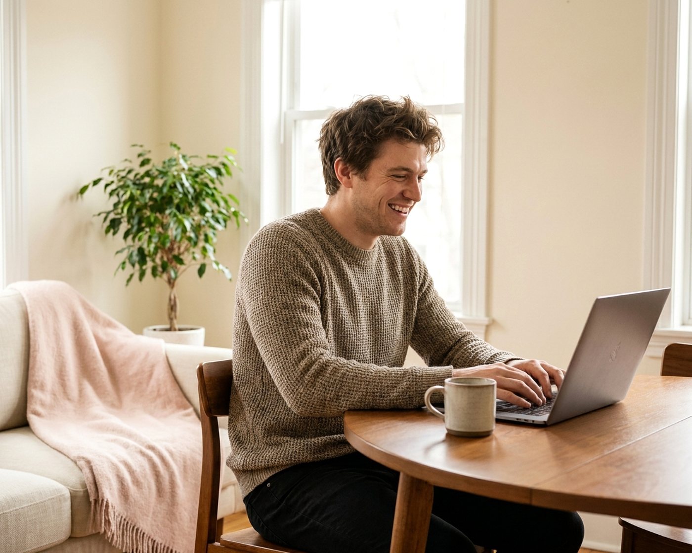 A man on a video call with a coordinator